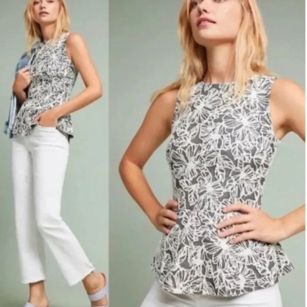 Like New! Anthropologie Vanessa Virginia Floral Peplum Top in Size M